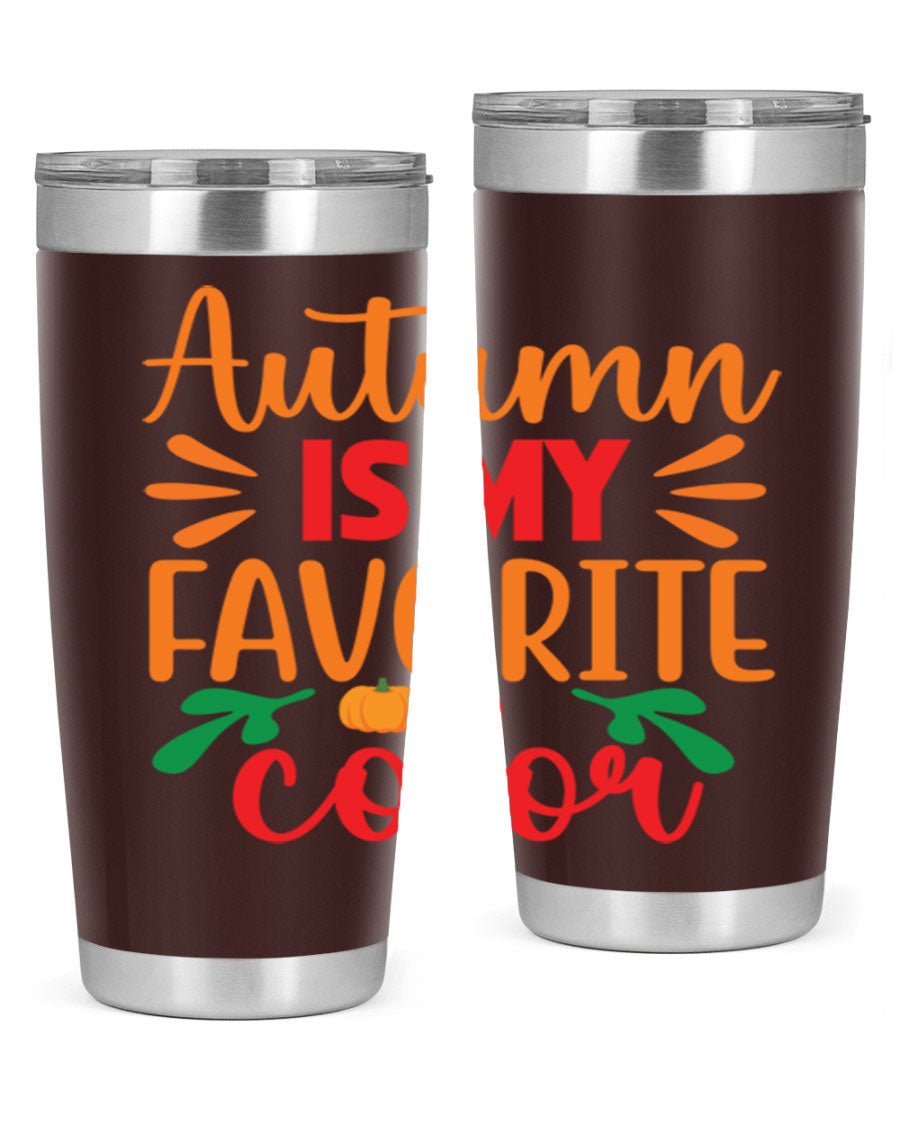 AutumnisMyFavoriteColor 41# Tumbler showcasing a stylish fall design, made of double wall vacuum stainless steel with copper lining.