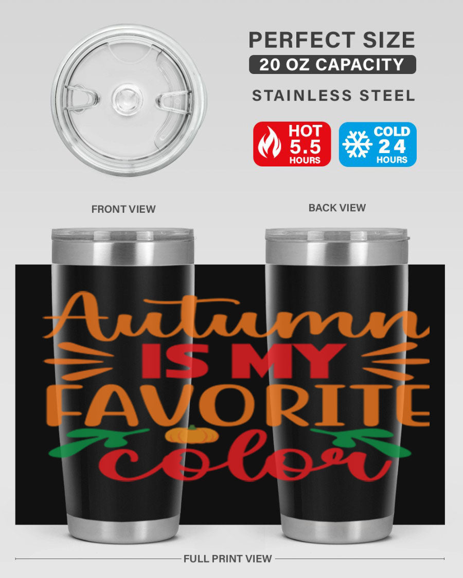 AutumnisMyFavoriteColor 41# Tumbler showcasing a stylish fall design, made of double wall vacuum stainless steel with copper lining.