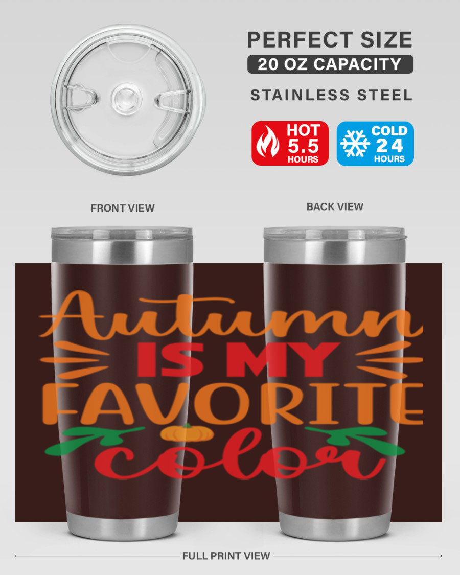 AutumnisMyFavoriteColor 41# Tumbler showcasing a stylish fall design, made of double wall vacuum stainless steel with copper lining.