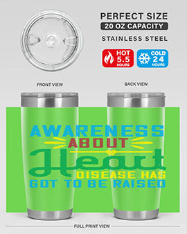 Stylish stainless steel tumbler promoting heart disease awareness, featuring a double wall vacuum design and a drink-thru lid.