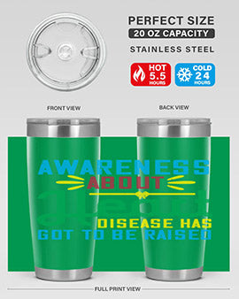 Stylish stainless steel tumbler promoting heart disease awareness, featuring a double wall vacuum design and a drink-thru lid.