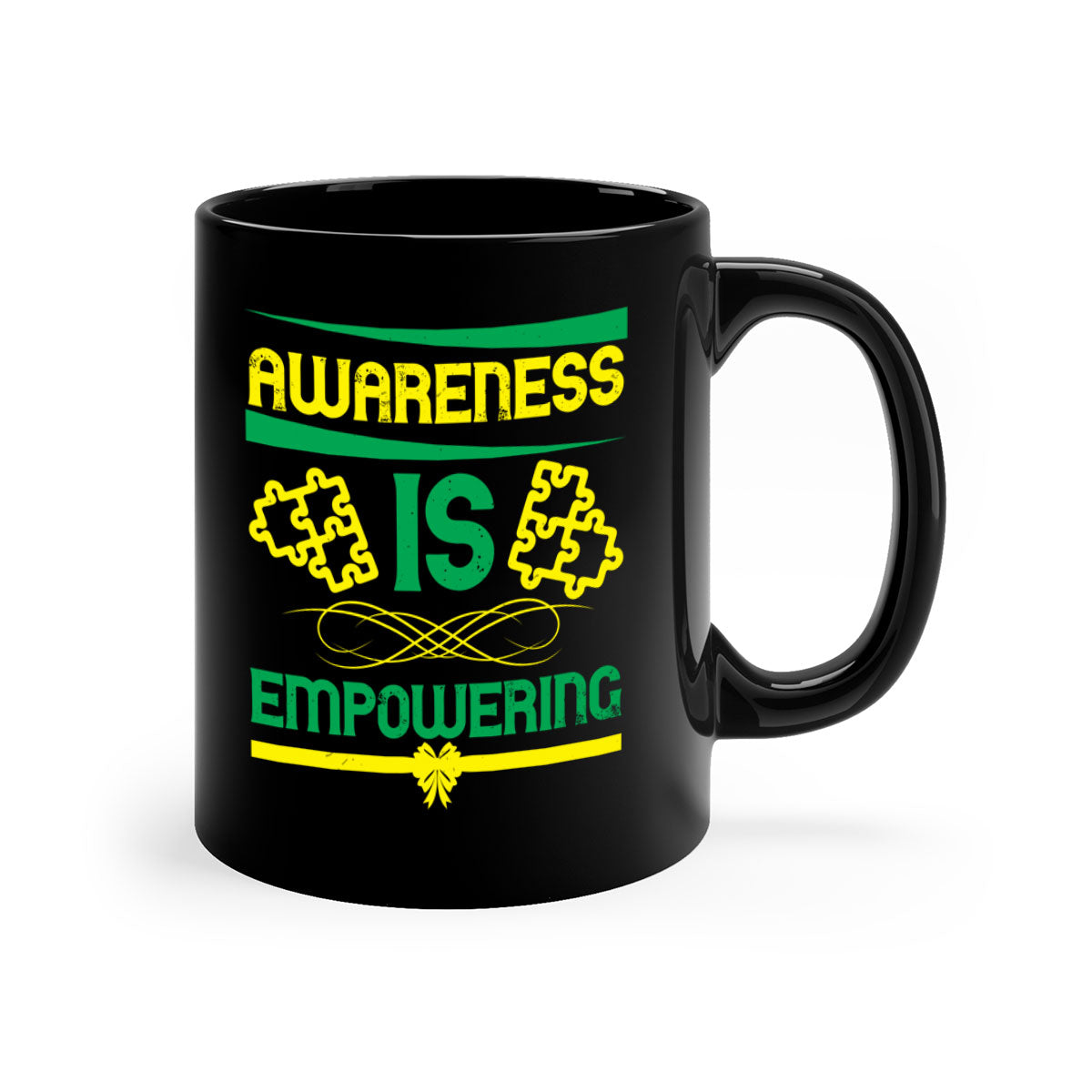 Awareness is Empowering Style 4# Mug with a glossy finish and colored handle, available in multiple colors and sizes.