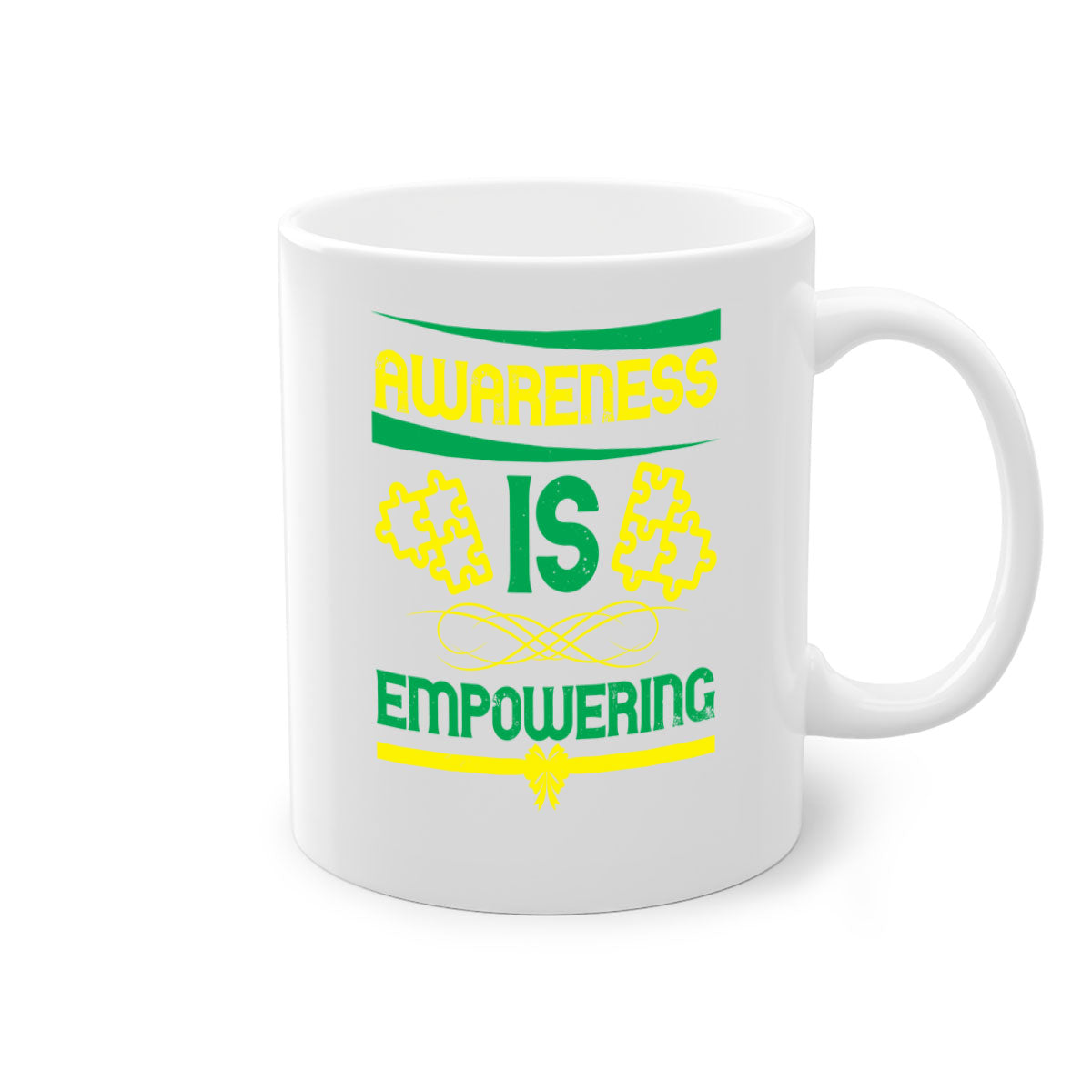 Awareness is Empowering Style 4# Mug with a glossy finish and colored handle, available in multiple colors and sizes.