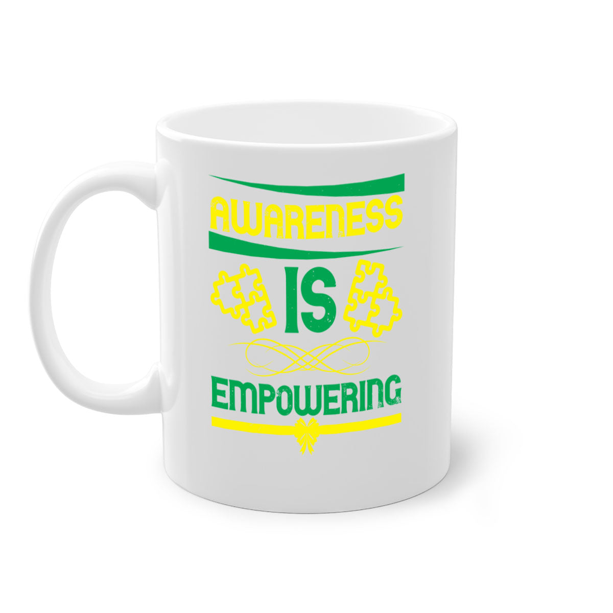 Awareness is Empowering Style 4# Mug with a glossy finish and colored handle, available in multiple colors and sizes.