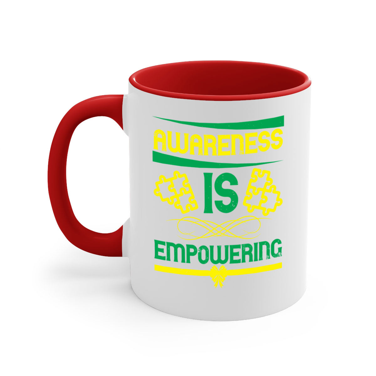 Awareness is Empowering Style 4# Mug with a glossy finish and colored handle, available in multiple colors and sizes.