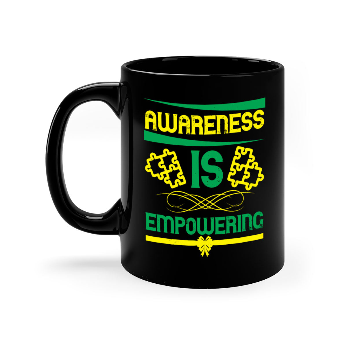 Awareness is Empowering Style 4# Mug with a glossy finish and colored handle, available in multiple colors and sizes.