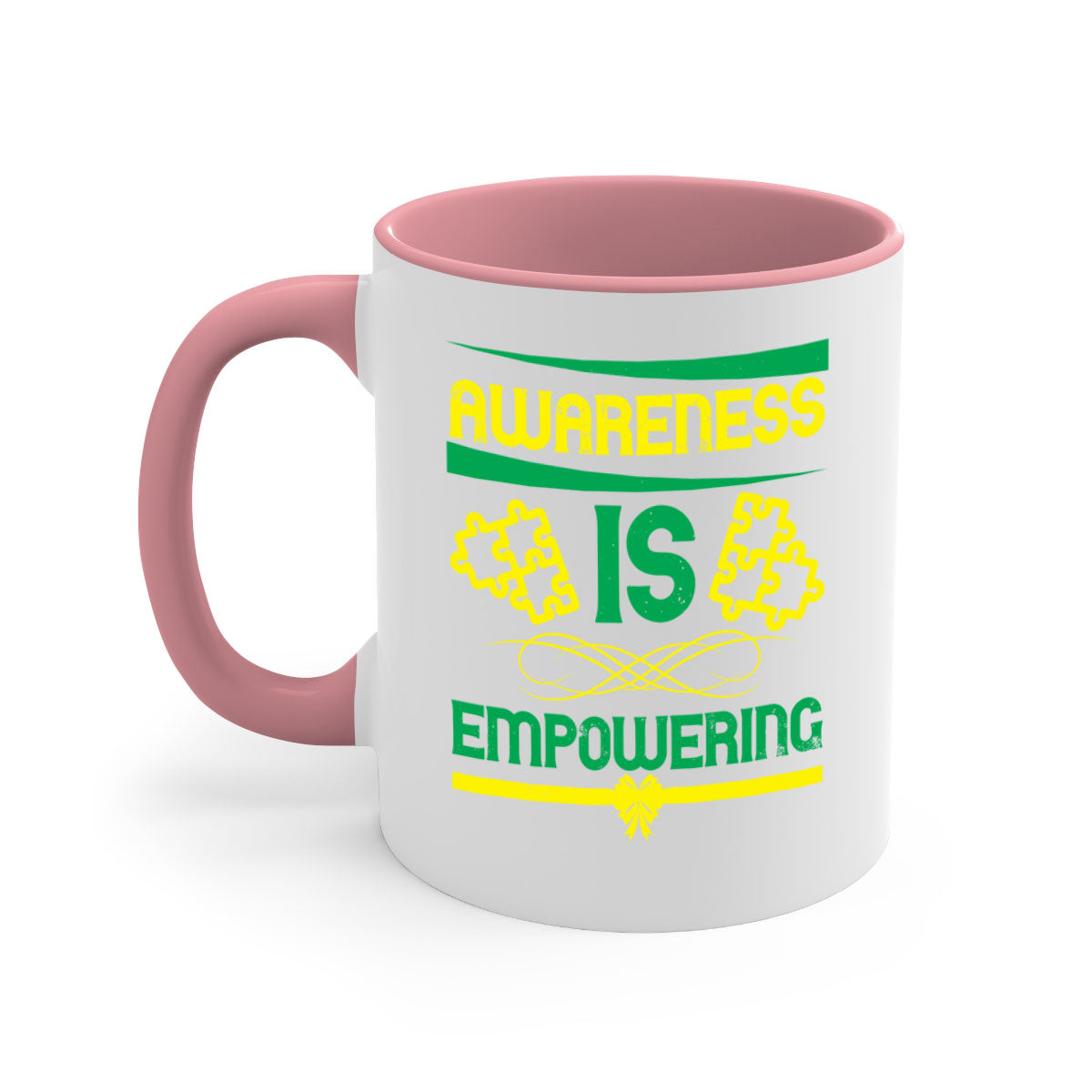 Awareness is Empowering Style 4# Mug with a glossy finish and colored handle, available in multiple colors and sizes.