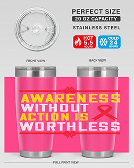 A stylish 20oz stainless steel tumbler with a motivational quote, featuring a double wall vacuum design and a drink-thru lid, perfect for hot and cold beverages.