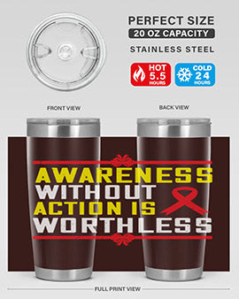 A stylish 20oz stainless steel tumbler with a motivational quote, featuring a double wall vacuum design and a drink-thru lid, perfect for hot and cold beverages.