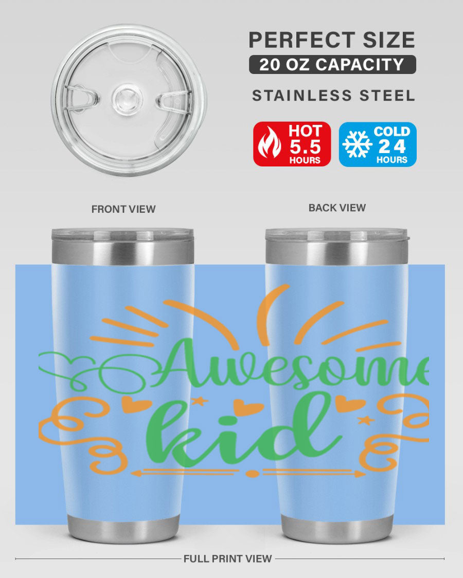 Awesome Kid 111# Tumbler in stainless steel, showcasing its sleek design and double wall vacuum insulation.