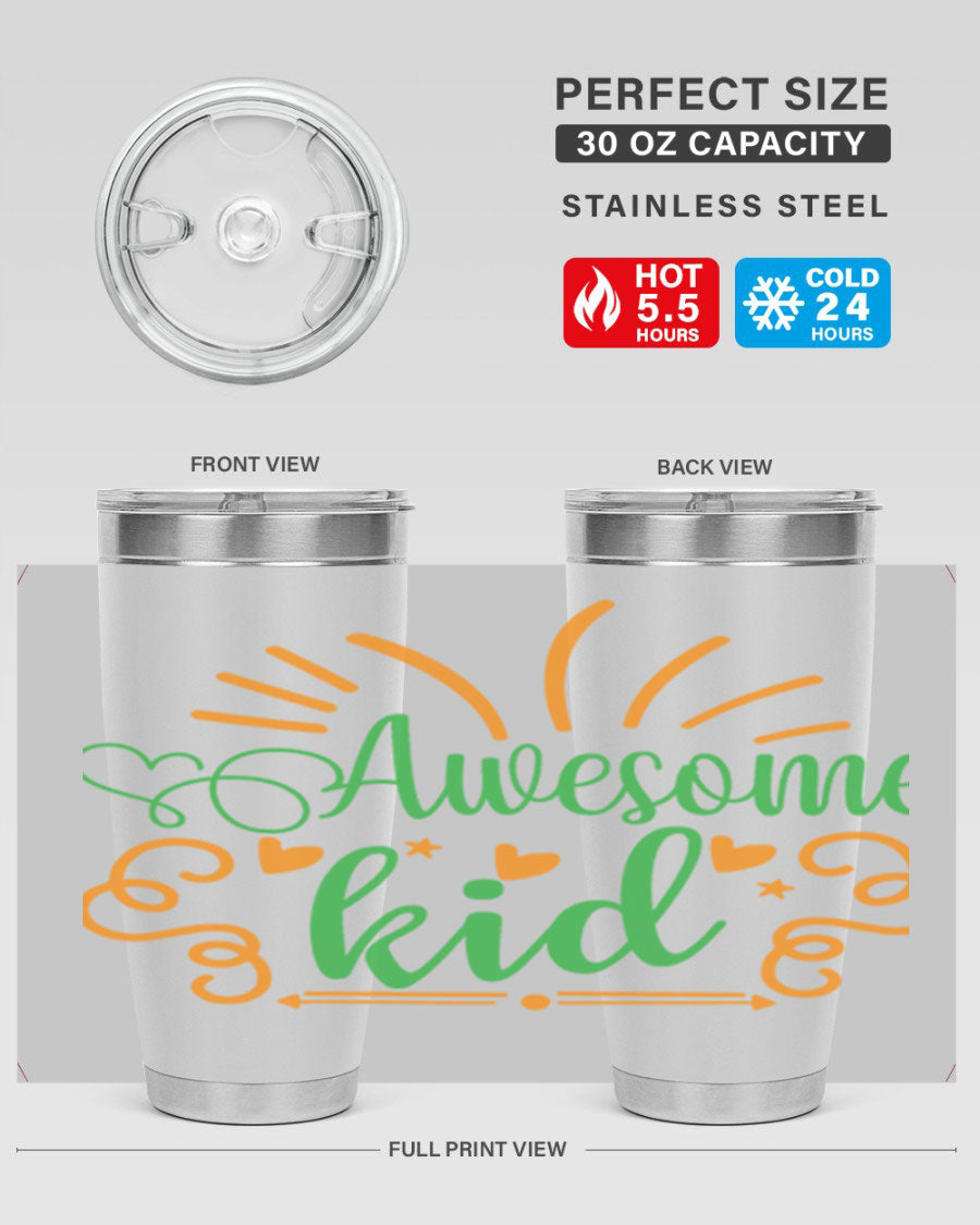 Awesome Kid 111# Tumbler in stainless steel, showcasing its sleek design and double wall vacuum insulation.