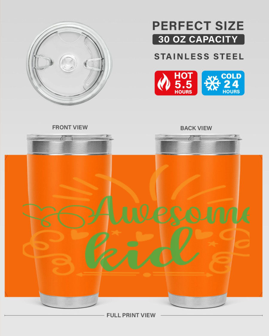 Awesome Kid 111# Tumbler in stainless steel, showcasing its sleek design and double wall vacuum insulation.