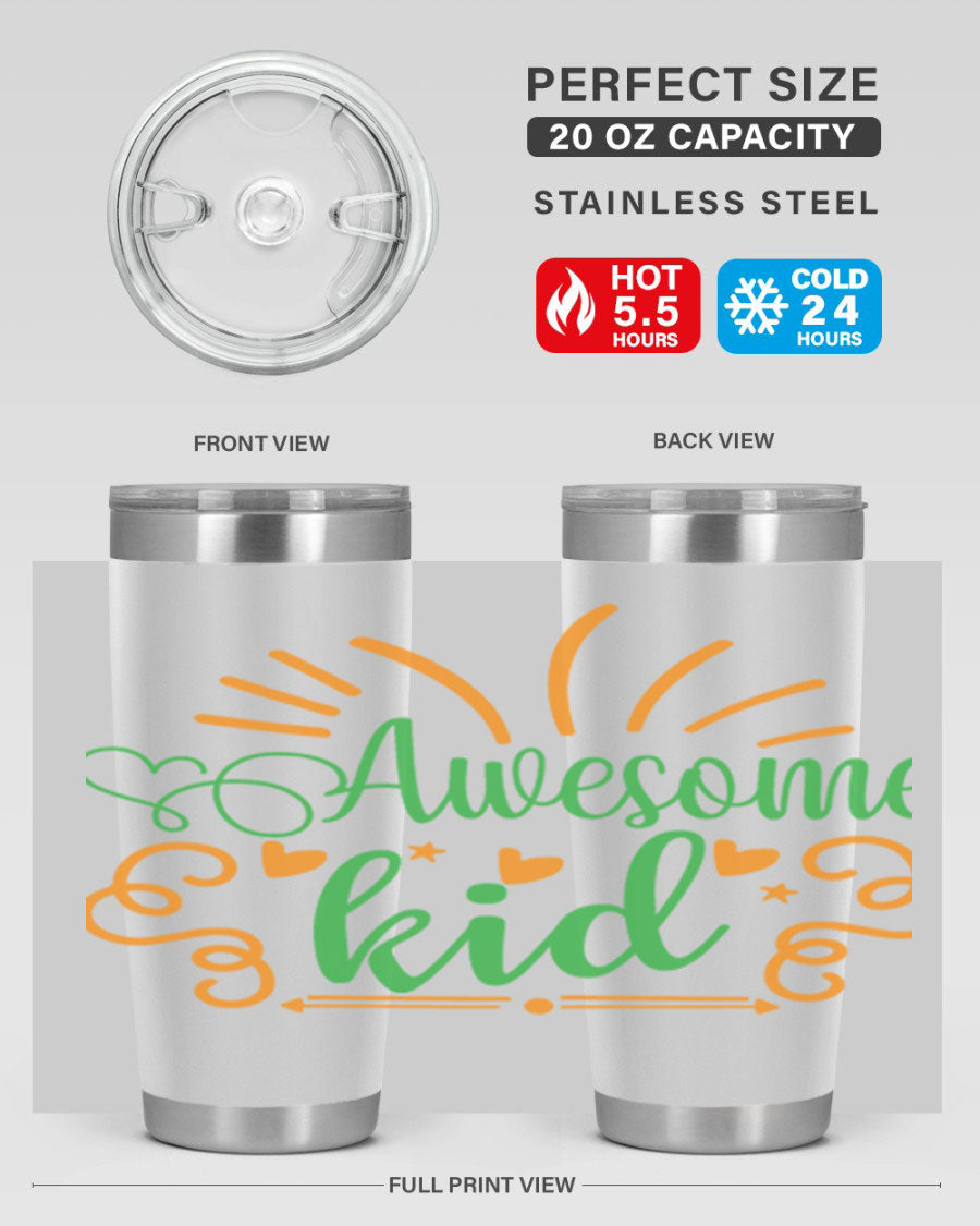 Awesome Kid 111# Tumbler in stainless steel, showcasing its sleek design and double wall vacuum insulation.