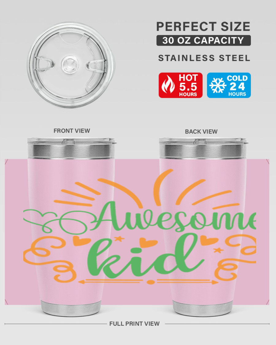 Awesome Kid 111# Tumbler in stainless steel, showcasing its sleek design and double wall vacuum insulation.