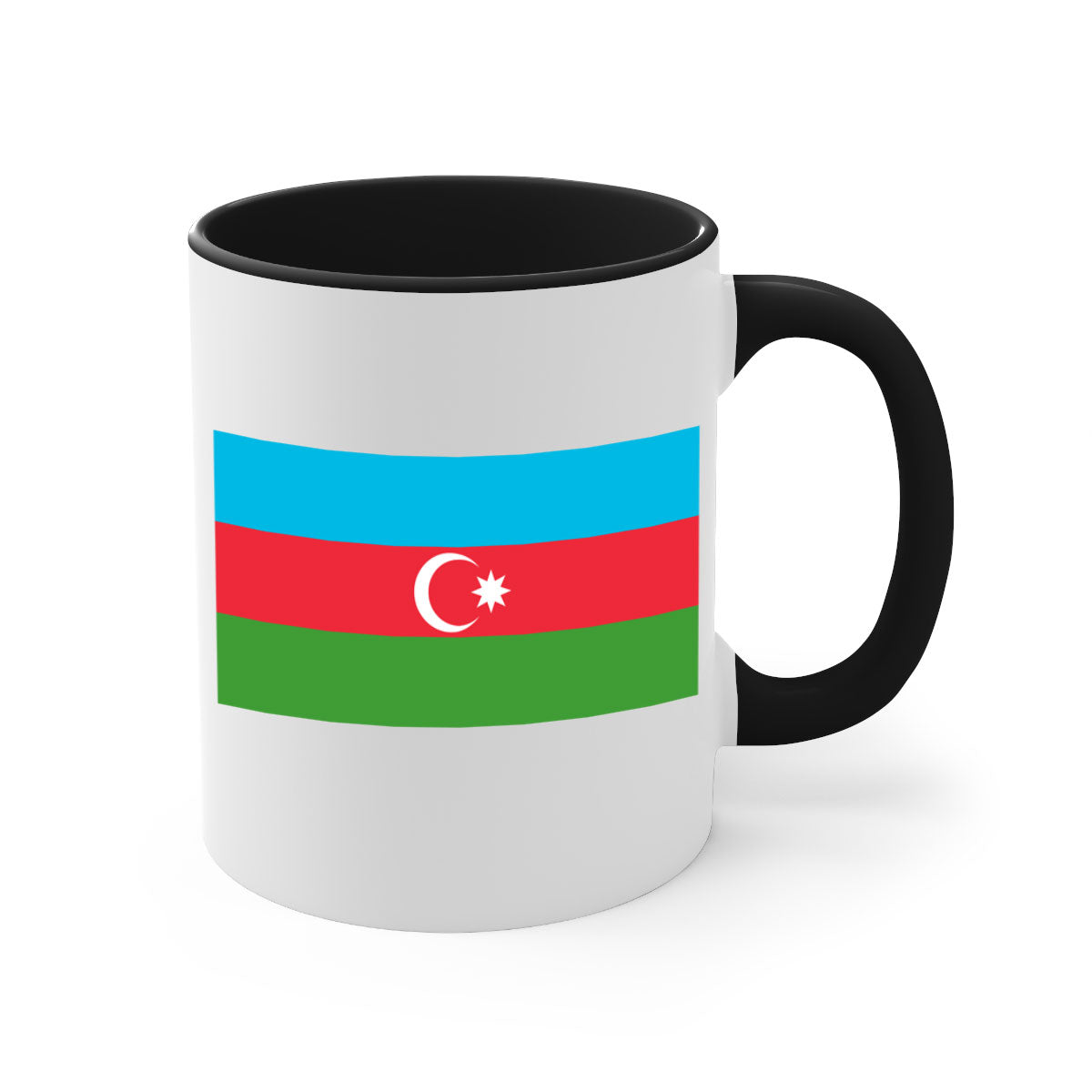 A stylish Azerbaijan 187# Mug featuring a glossy finish, colorful handle, and interior, available in multiple colors and sizes.