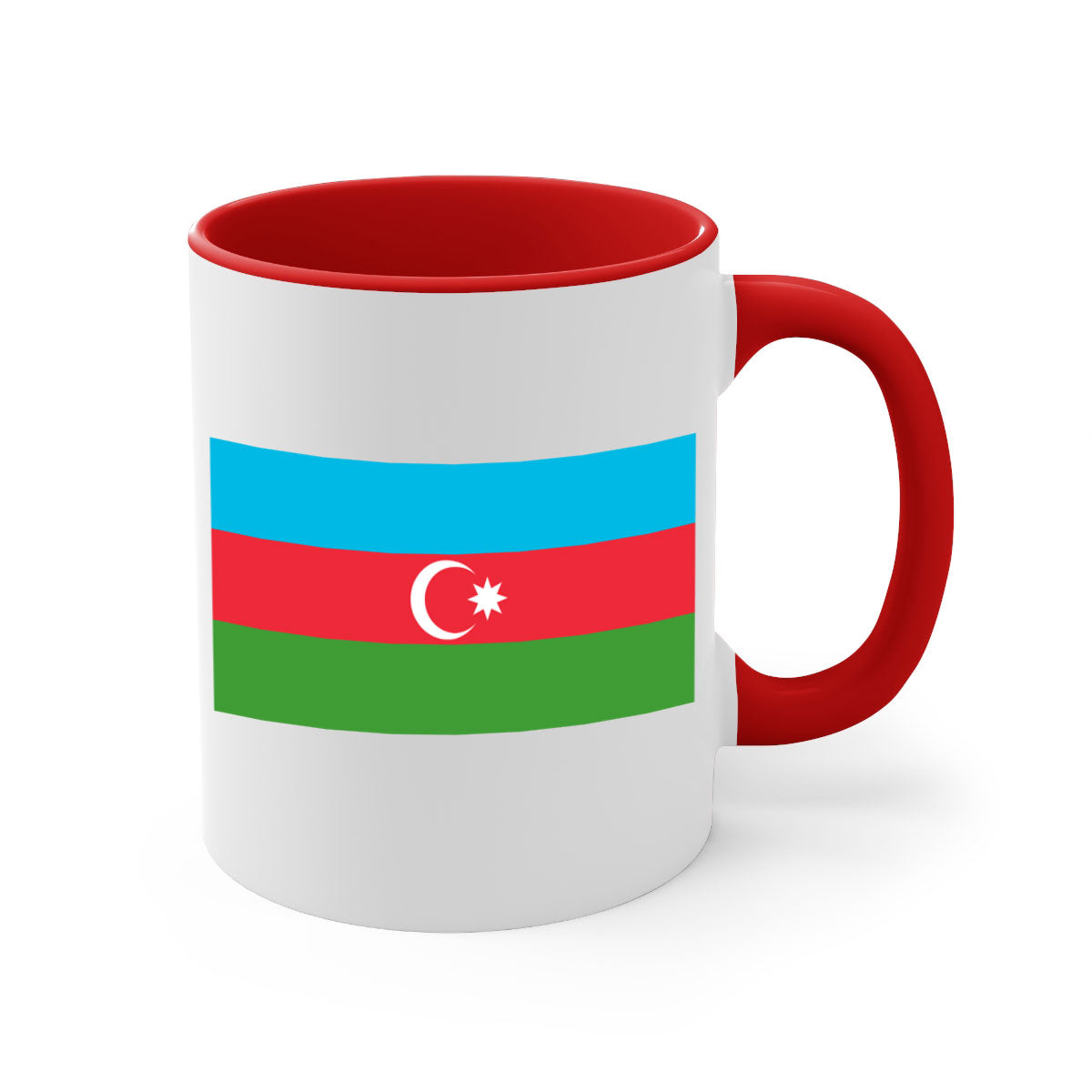 A stylish Azerbaijan 187# Mug featuring a glossy finish, colorful handle, and interior, available in multiple colors and sizes.