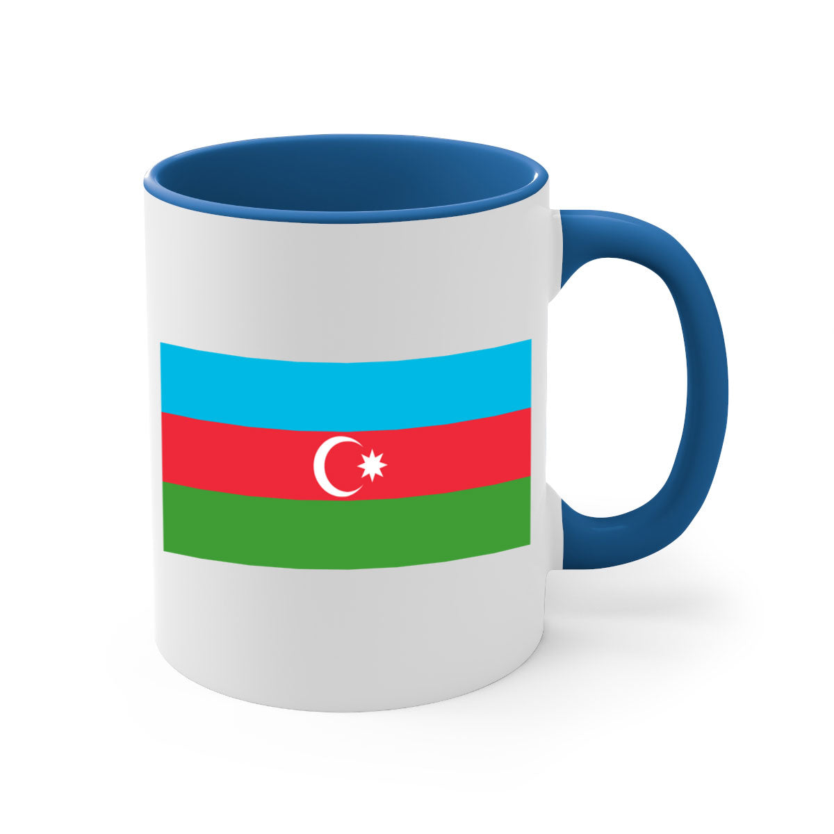 A stylish Azerbaijan 187# Mug featuring a glossy finish, colorful handle, and interior, available in multiple colors and sizes.