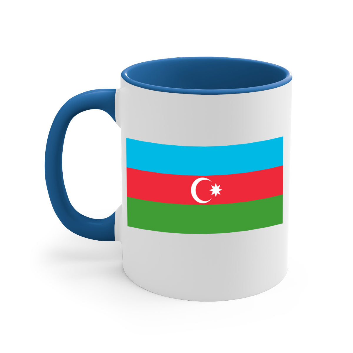 A stylish Azerbaijan 187# Mug featuring a glossy finish, colorful handle, and interior, available in multiple colors and sizes.