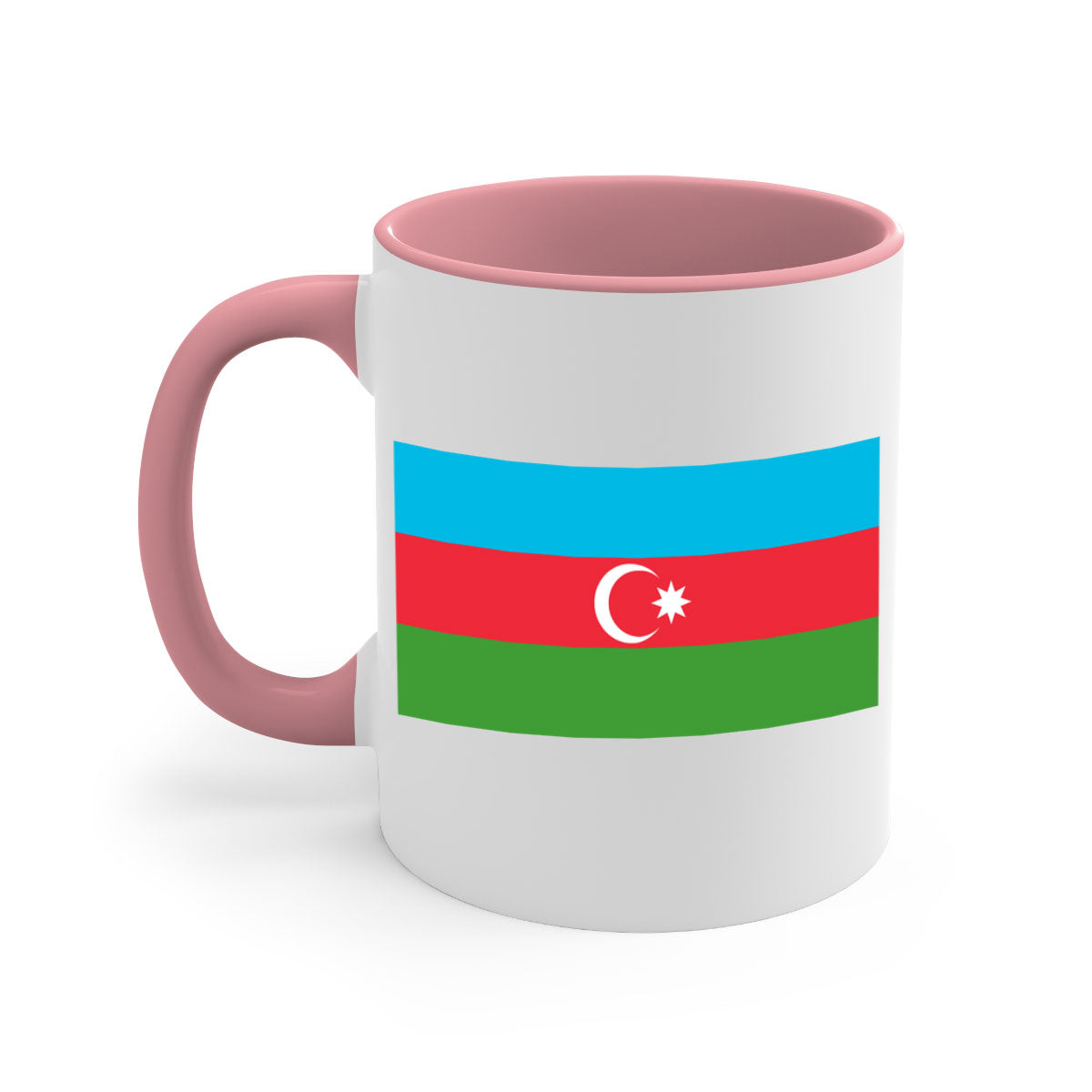 A stylish Azerbaijan 187# Mug featuring a glossy finish, colorful handle, and interior, available in multiple colors and sizes.