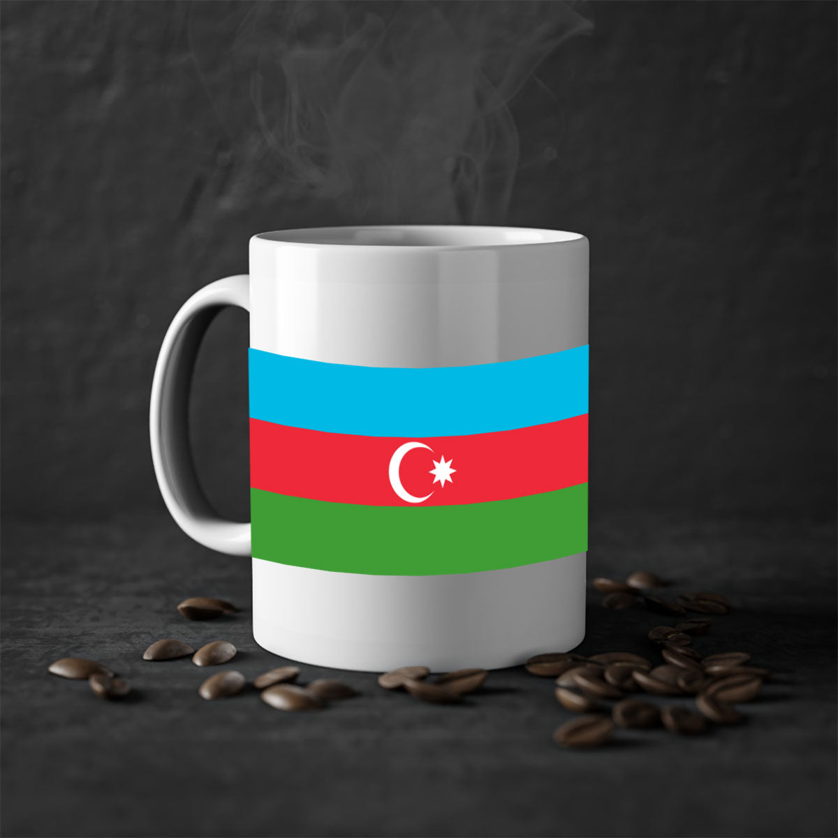 A stylish Azerbaijan 187# Mug featuring a glossy finish, colorful handle, and interior, available in multiple colors and sizes.