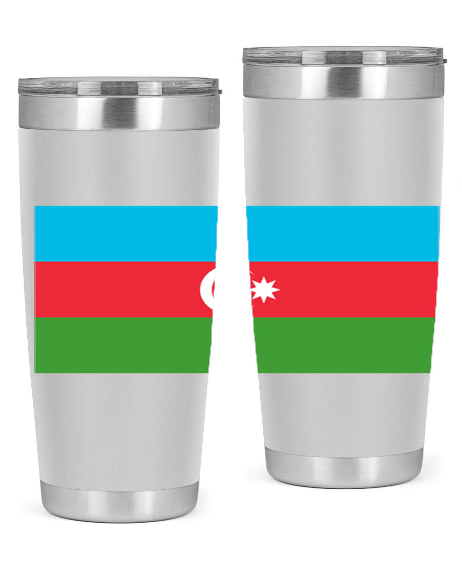 Azerbaijan 187# Tumbler showcasing double wall vacuum stainless steel design with vibrant printed flag design.