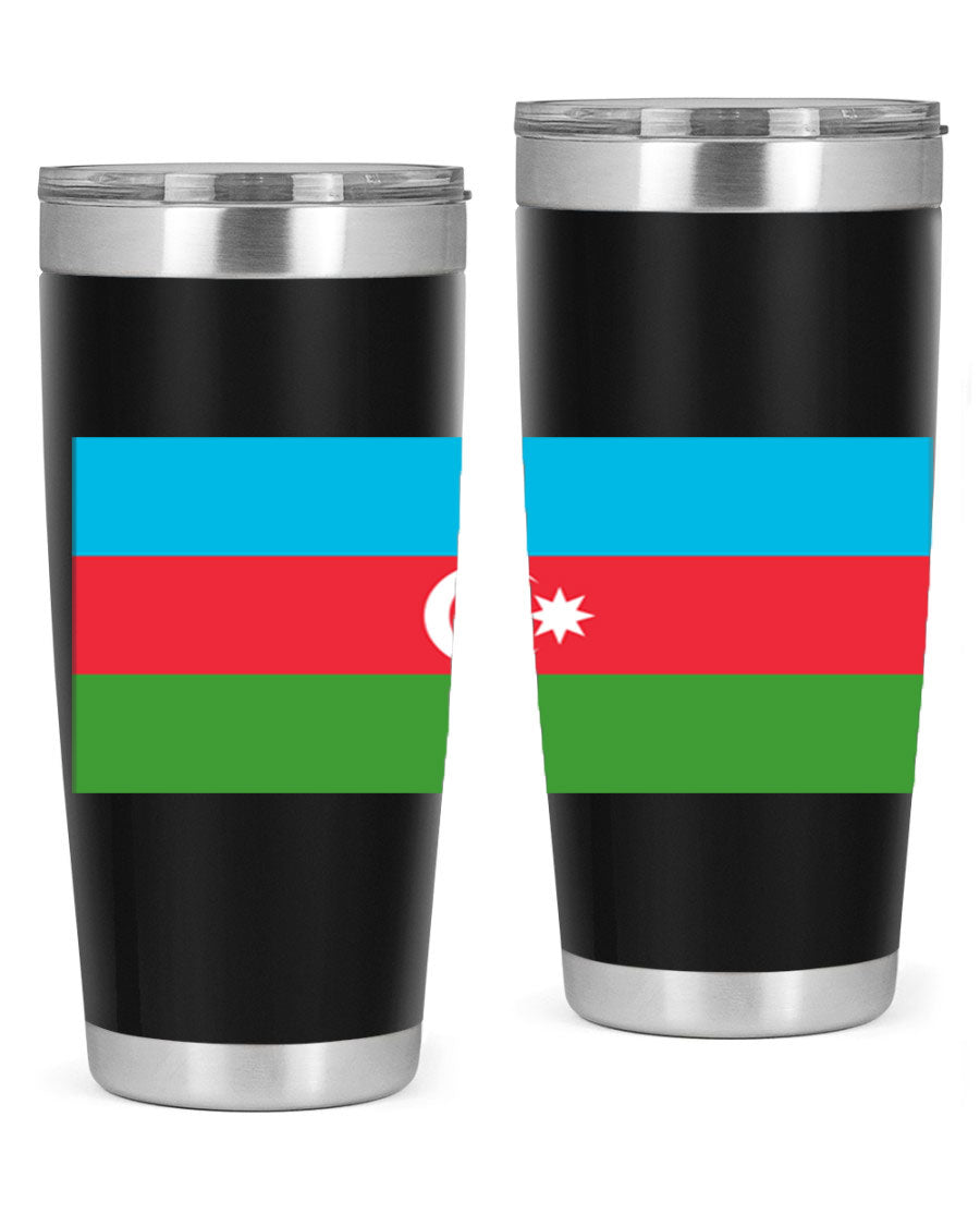 Azerbaijan 187# Tumbler showcasing double wall vacuum stainless steel design with vibrant printed flag design.