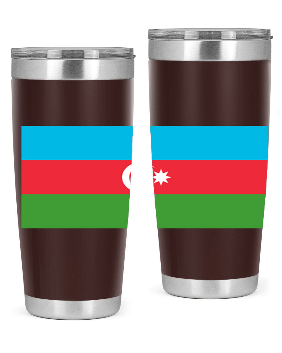 Azerbaijan 187# Tumbler showcasing double wall vacuum stainless steel design with vibrant printed flag design.