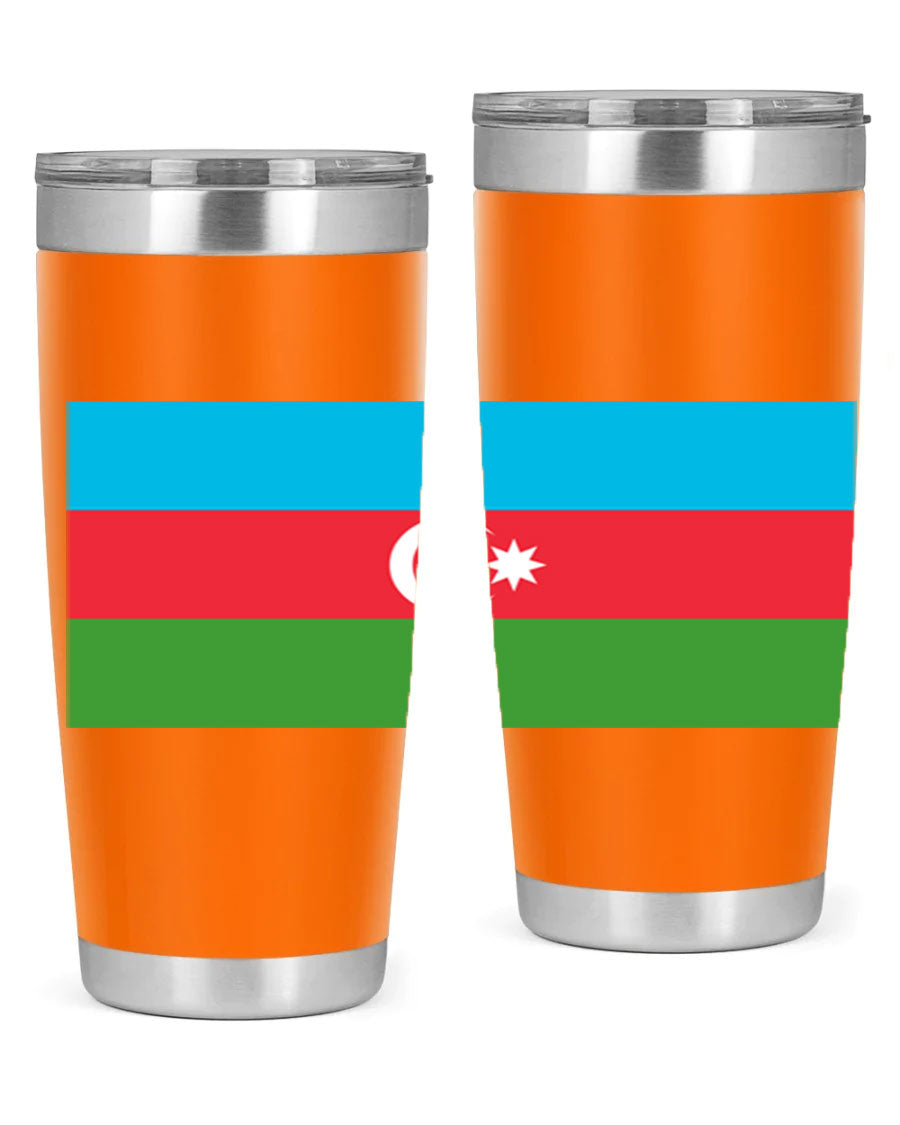 Azerbaijan 187# Tumbler showcasing double wall vacuum stainless steel design with vibrant printed flag design.