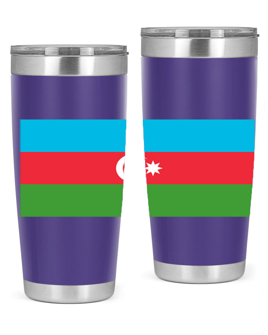 Azerbaijan 187# Tumbler showcasing double wall vacuum stainless steel design with vibrant printed flag design.