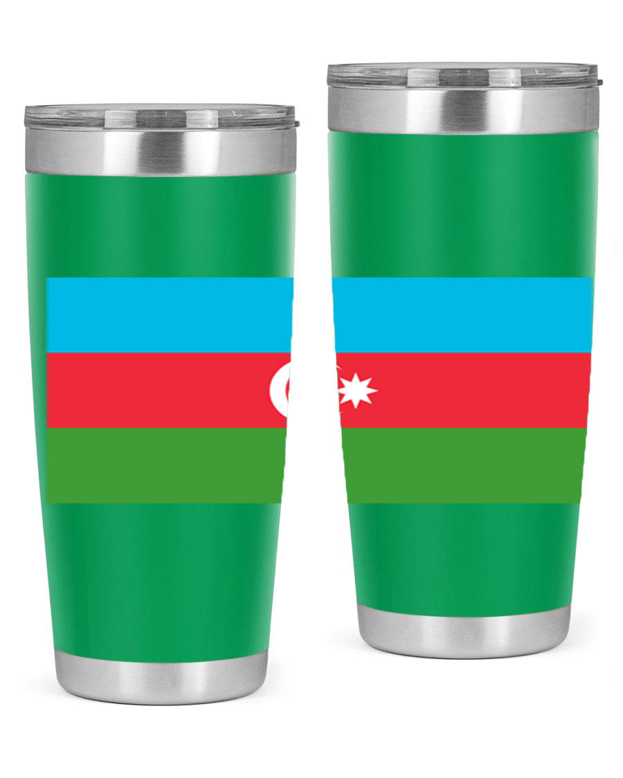 Azerbaijan 187# Tumbler showcasing double wall vacuum stainless steel design with vibrant printed flag design.