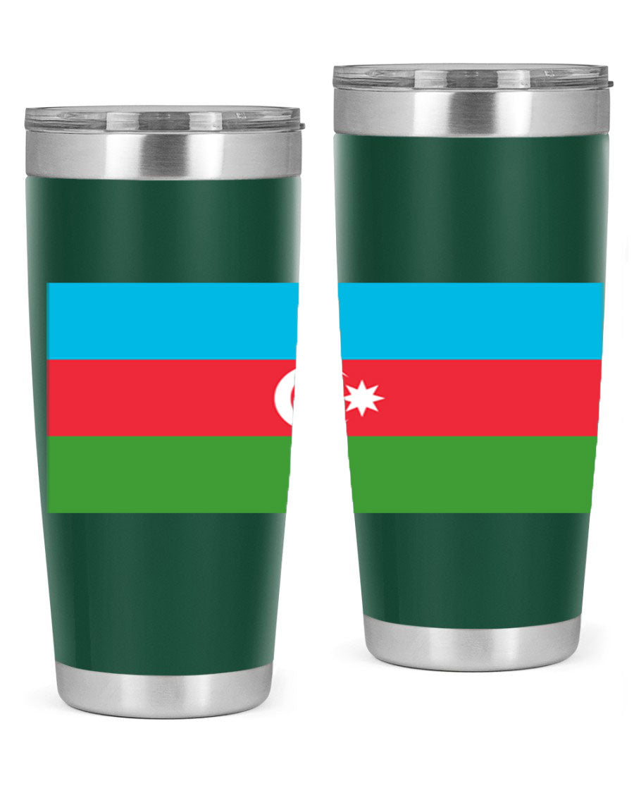 Azerbaijan 187# Tumbler showcasing double wall vacuum stainless steel design with vibrant printed flag design.