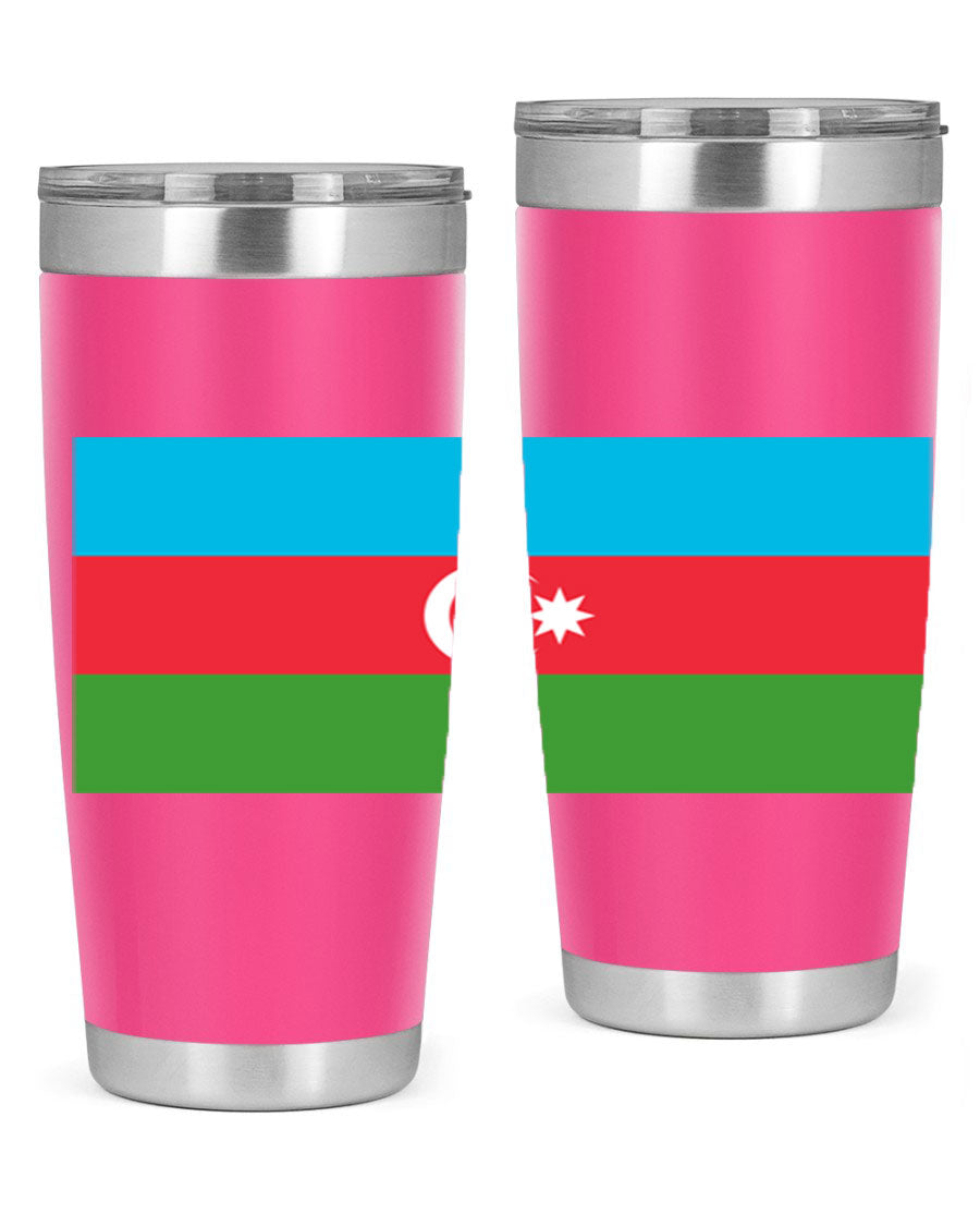 Azerbaijan 187# Tumbler showcasing double wall vacuum stainless steel design with vibrant printed flag design.