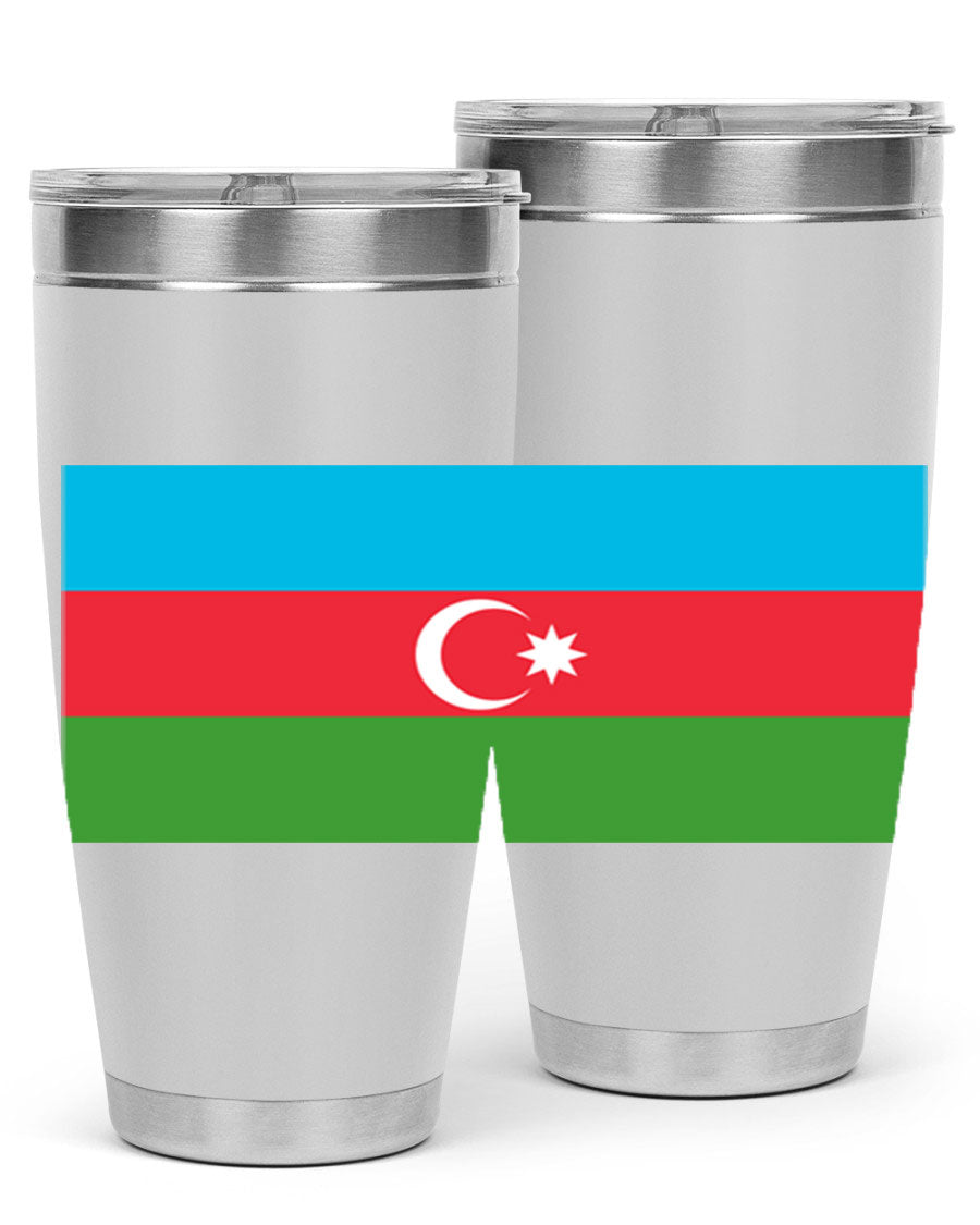 Azerbaijan 187# Tumbler showcasing double wall vacuum stainless steel design with vibrant printed flag design.