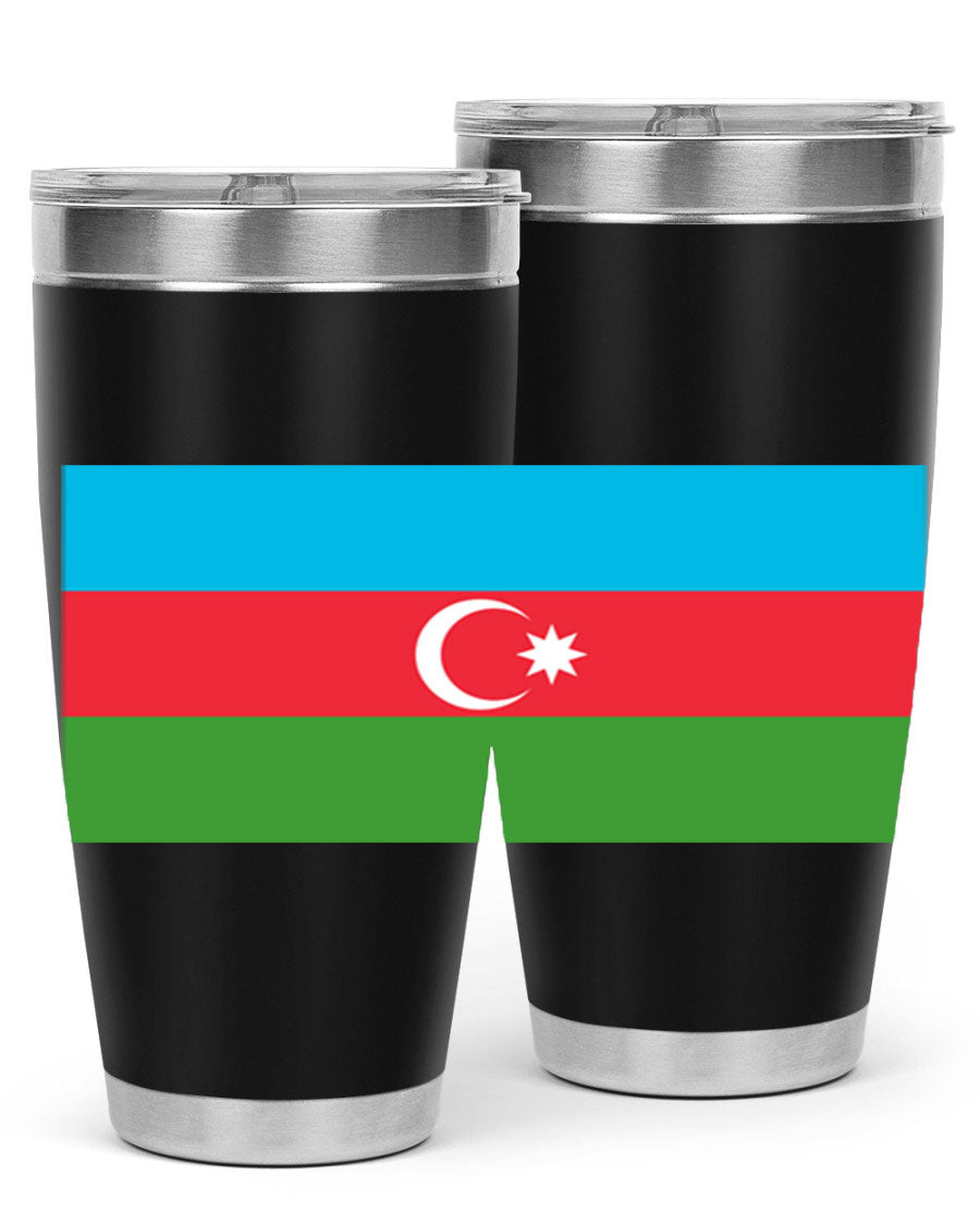 Azerbaijan 187# Tumbler showcasing double wall vacuum stainless steel design with vibrant printed flag design.