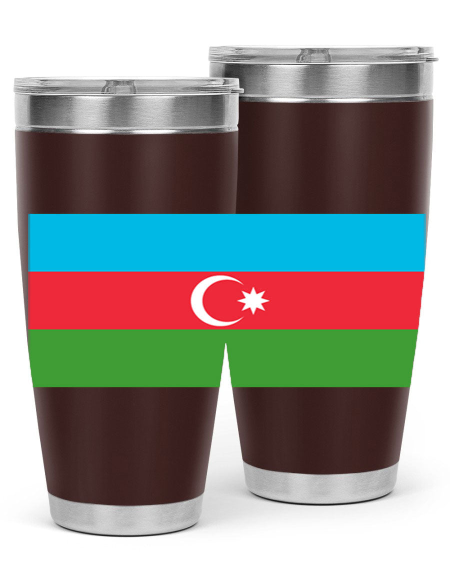 Azerbaijan 187# Tumbler showcasing double wall vacuum stainless steel design with vibrant printed flag design.