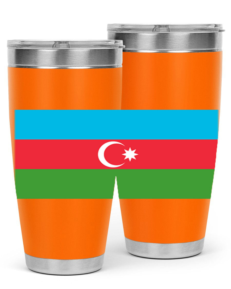 Azerbaijan 187# Tumbler showcasing double wall vacuum stainless steel design with vibrant printed flag design.