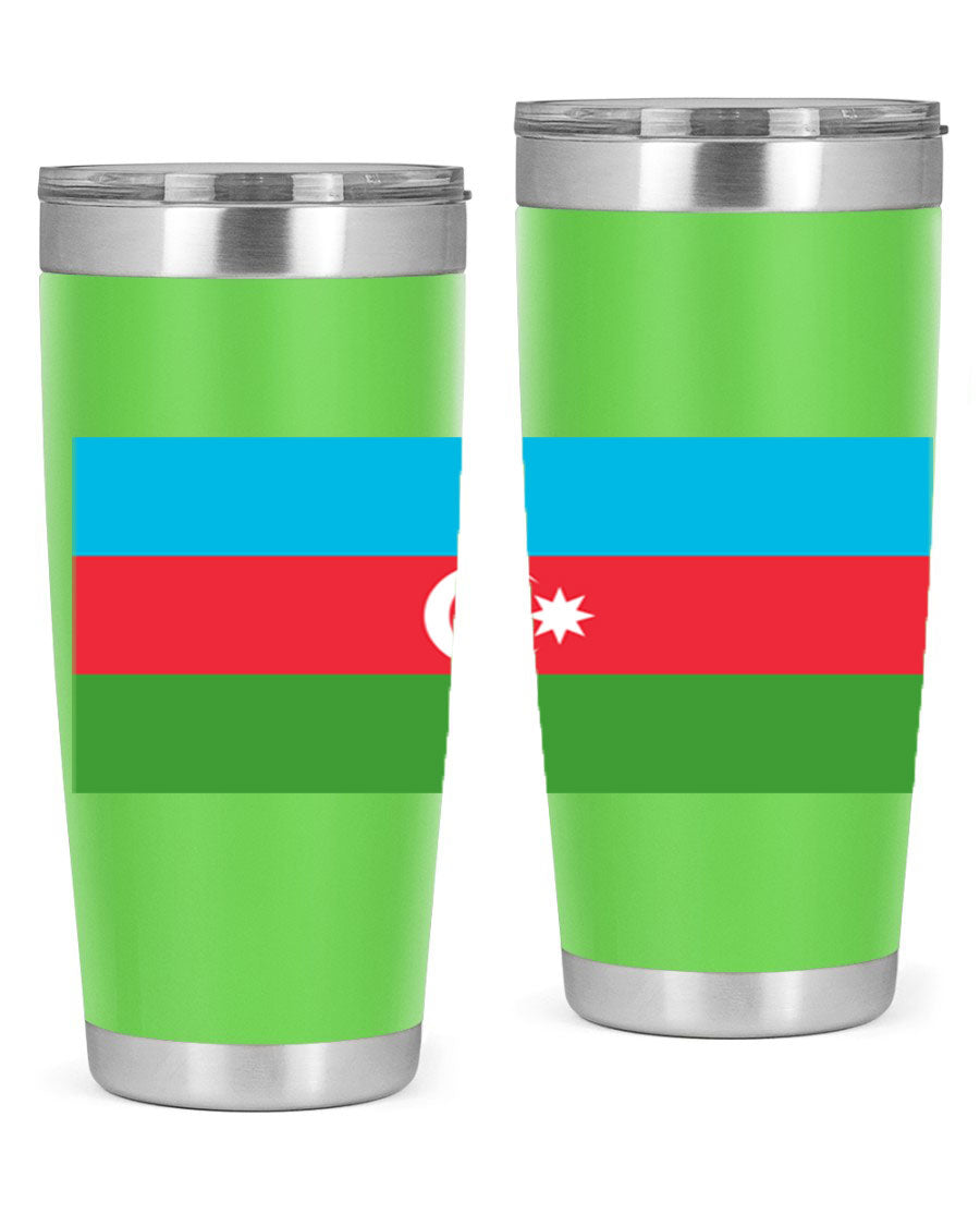 Azerbaijan 187# Tumbler showcasing double wall vacuum stainless steel design with vibrant printed flag design.