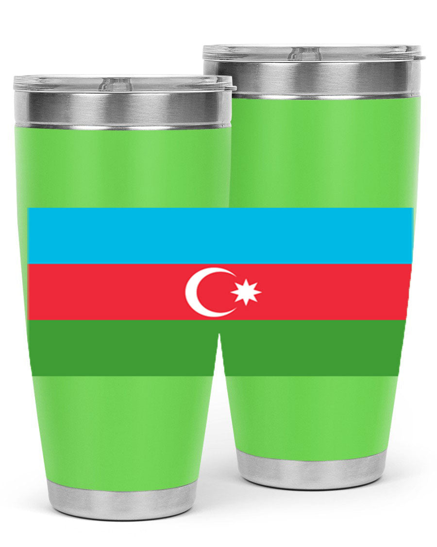 Azerbaijan 187# Tumbler showcasing double wall vacuum stainless steel design with vibrant printed flag design.