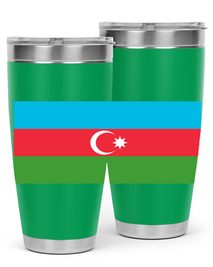 Azerbaijan 187# Tumbler showcasing double wall vacuum stainless steel design with vibrant printed flag design.