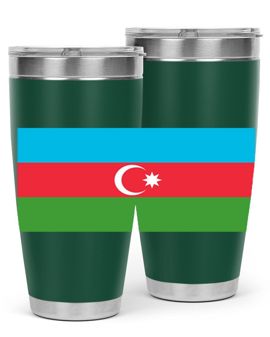 Azerbaijan 187# Tumbler showcasing double wall vacuum stainless steel design with vibrant printed flag design.