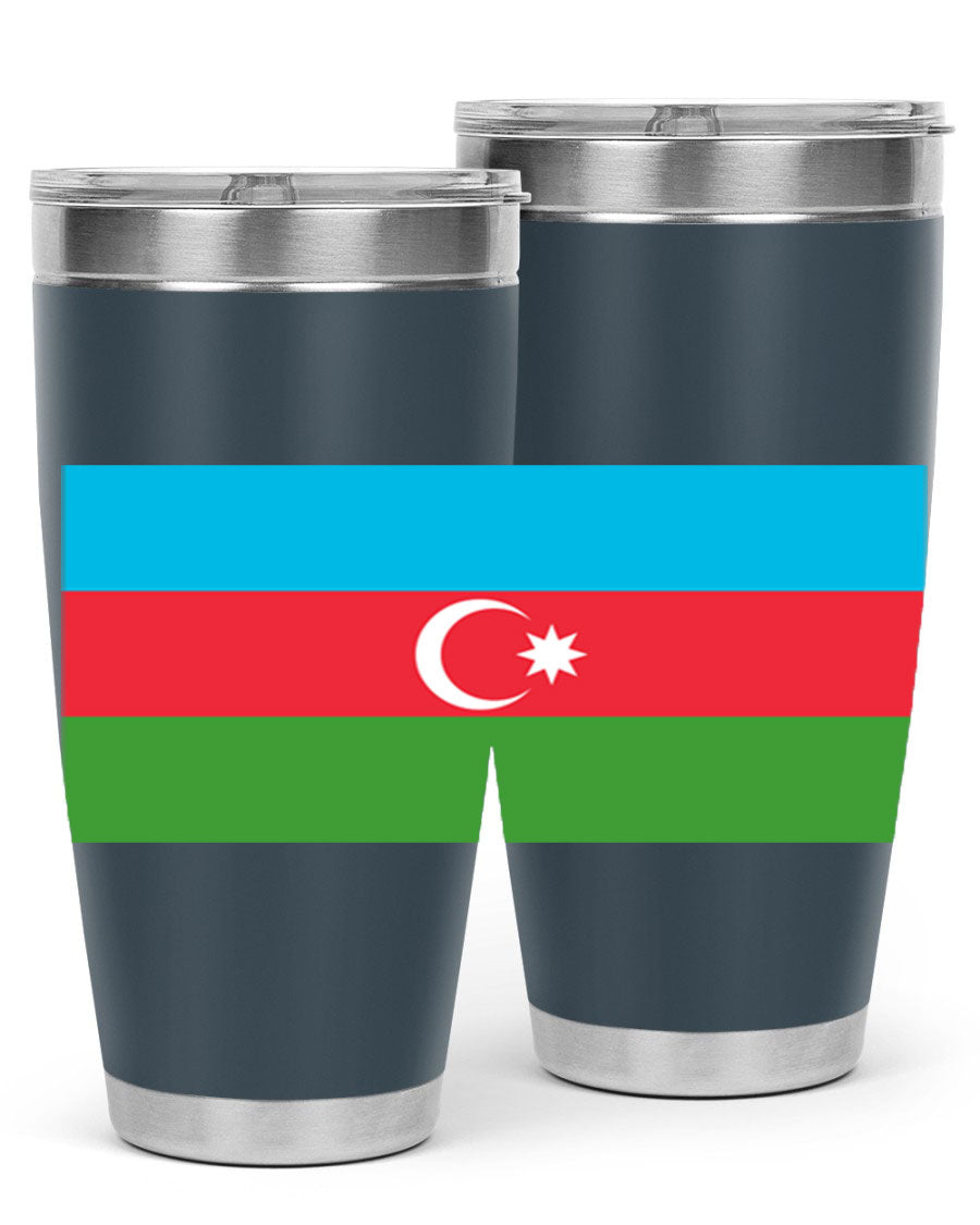 Azerbaijan 187# Tumbler showcasing double wall vacuum stainless steel design with vibrant printed flag design.