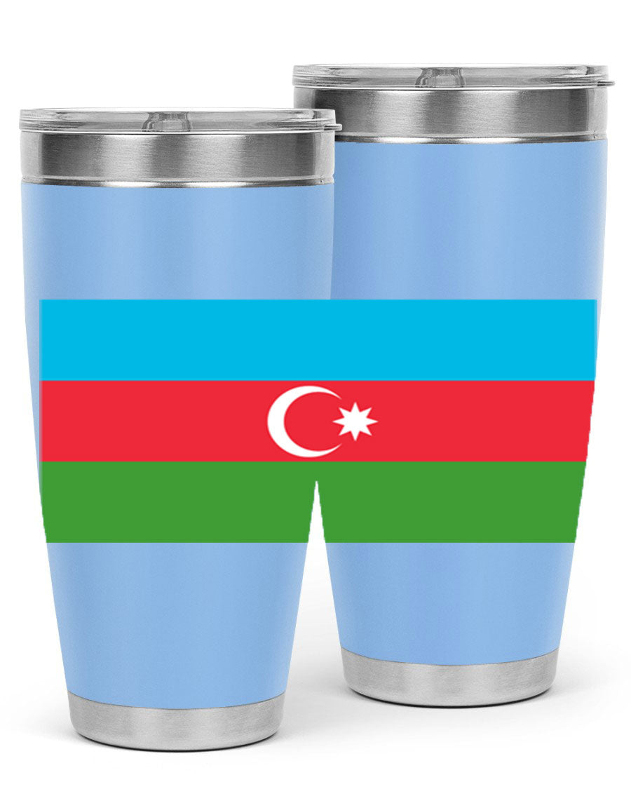 Azerbaijan 187# Tumbler showcasing double wall vacuum stainless steel design with vibrant printed flag design.