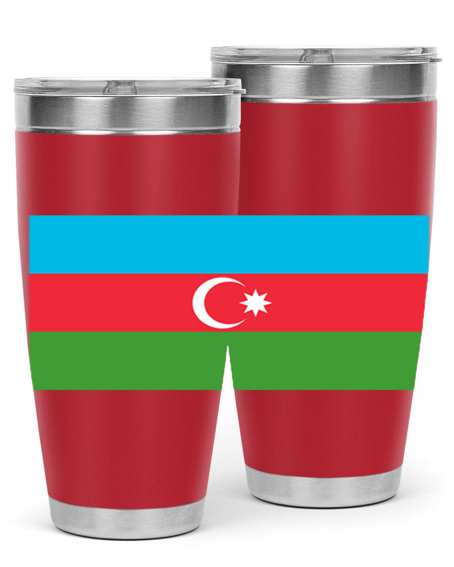 Azerbaijan 187# Tumbler showcasing double wall vacuum stainless steel design with vibrant printed flag design.