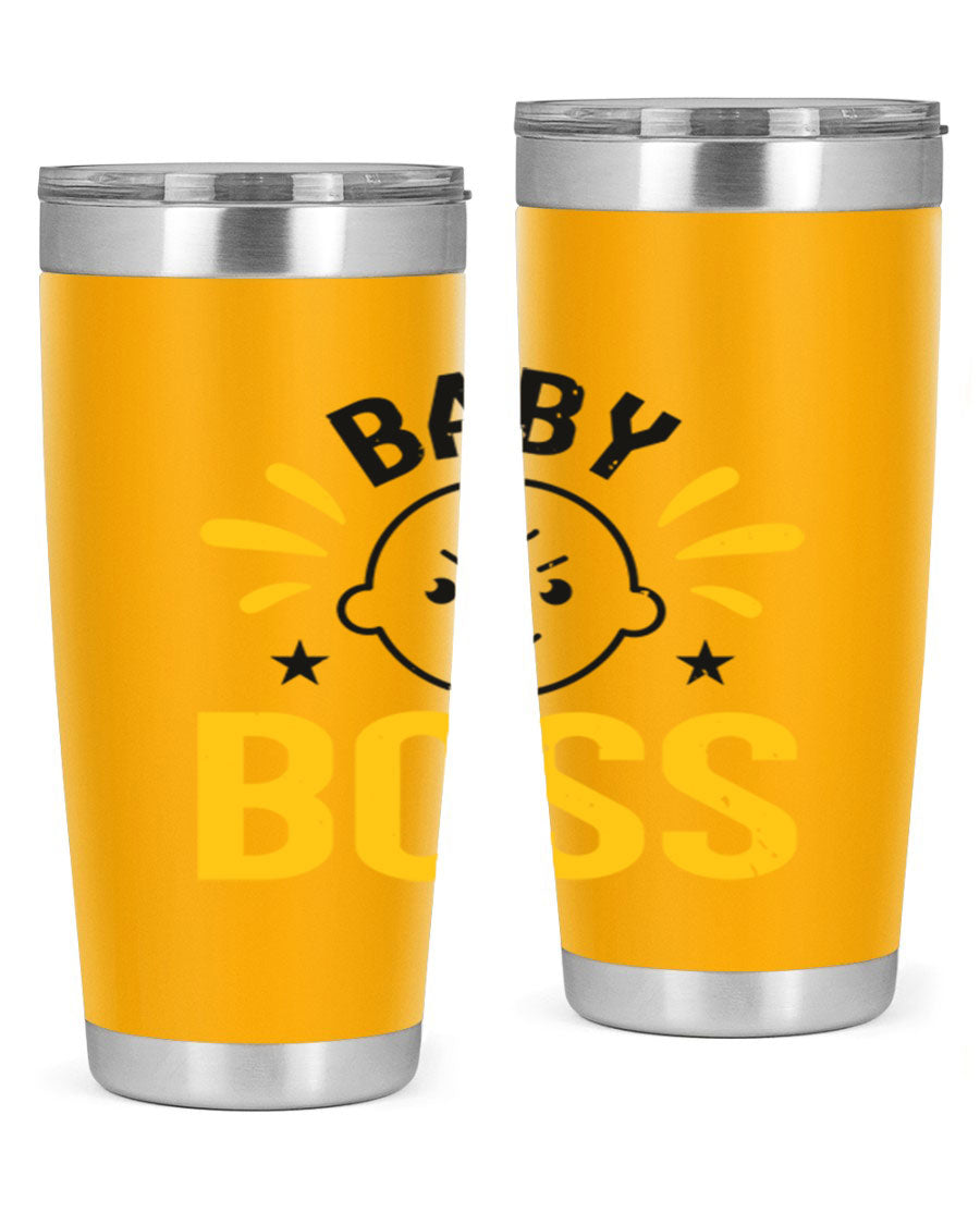 Baby Boss Style 6# 20oz tumbler featuring double wall vacuum insulation, copper lining, and a drink-thru lid, perfect for baby showers.