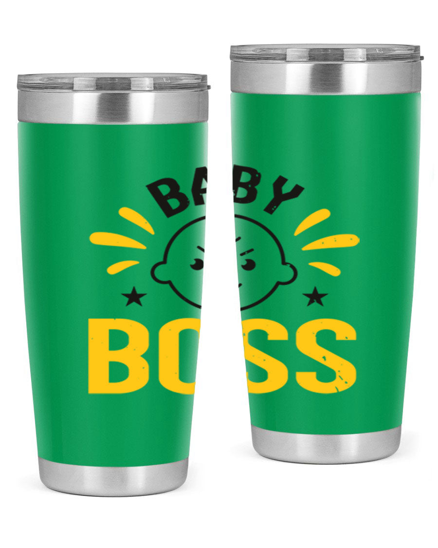 Baby Boss Style 6# 20oz tumbler featuring double wall vacuum insulation, copper lining, and a drink-thru lid, perfect for baby showers.