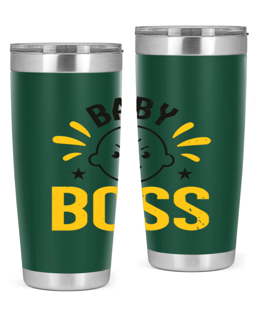 Baby Boss Style 6# 20oz tumbler featuring double wall vacuum insulation, copper lining, and a drink-thru lid, perfect for baby showers.