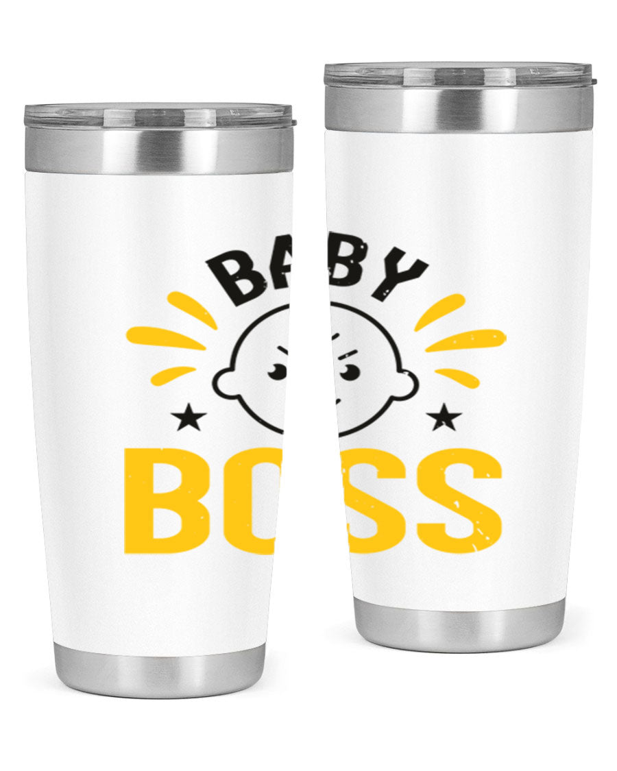 Baby Boss Style 6# 20oz tumbler featuring double wall vacuum insulation, copper lining, and a drink-thru lid, perfect for baby showers.