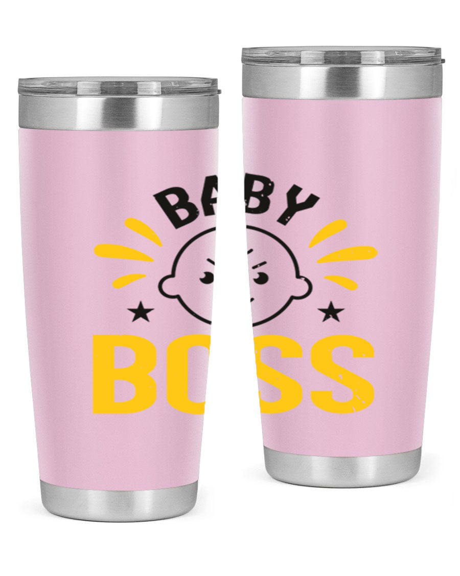 Baby Boss Style 6# 20oz tumbler featuring double wall vacuum insulation, copper lining, and a drink-thru lid, perfect for baby showers.