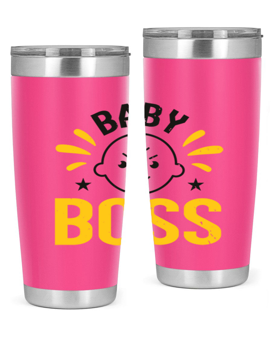 Baby Boss Style 6# 20oz tumbler featuring double wall vacuum insulation, copper lining, and a drink-thru lid, perfect for baby showers.