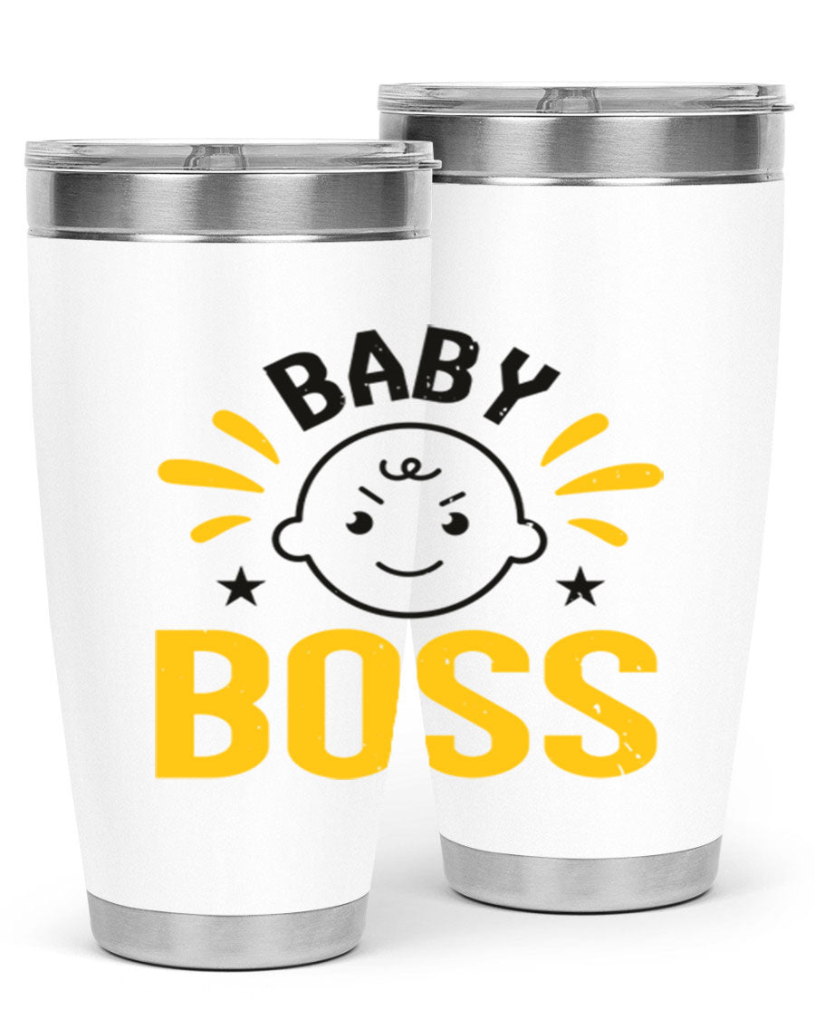 Baby Boss Style 6# 20oz tumbler featuring double wall vacuum insulation, copper lining, and a drink-thru lid, perfect for baby showers.